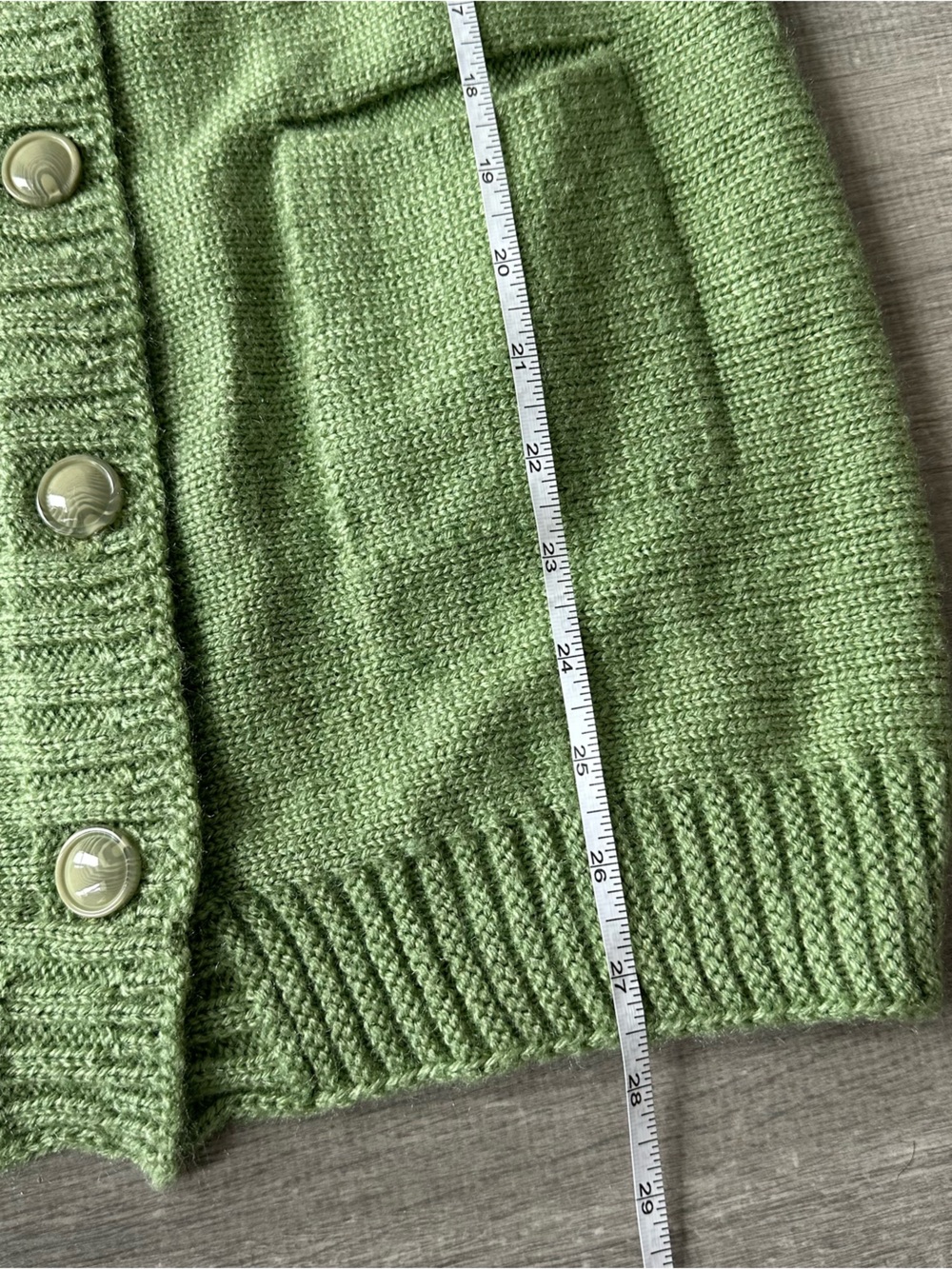 Vintage Y2K Fairycore Overtake Sage Green knit cardigan with button-up front - Picture 5 of 6